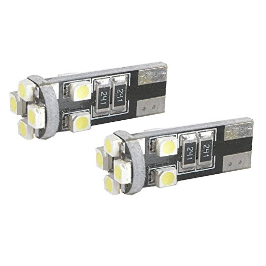 זוג נורות לדים קנבס SMDX3528 בסיס T10 אור לבן , 8 לדים CANBUS