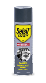 תרסיס ספריי דשבורד מקצועי SELSIL® מתאים ללוח מחוונים של הרכב, חלקי הפלסטיק והעור מתייבש במהירות – תכולה 500 מ