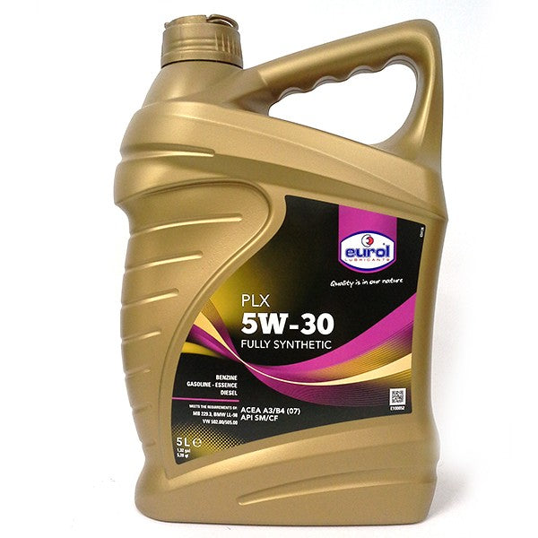 שמן מנוע סינטטי מלא PLX 5W30 ייעודי לרכב בנזין/דיזל תוצרת EUROL – 5 ליטר 