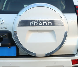 כיסוי גלגל אחורי לרכב טיוטה פרדו לנדקרוזר FJ150 2010 ומעלה כיסוי גלגל רזרבי לרכב קשיח ABS בשילוב פסי נירוסטה צבע לבן