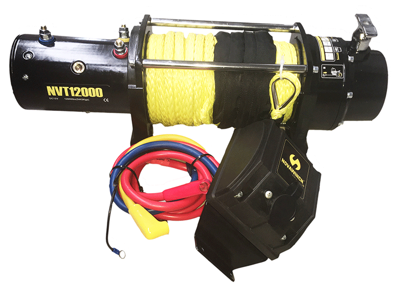 כננת חשמלית 12000 ליברה כבל סינטטי דיינימה שלט ידני גיר פלנטארי 3 שלבים תוצרת ™ NOVAWINCH