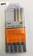 טען תמונה למציג הגלריה, סט מקדחי SDS 5יח' במזוודה קשיחה דגם TODK5 תוצרת GPT