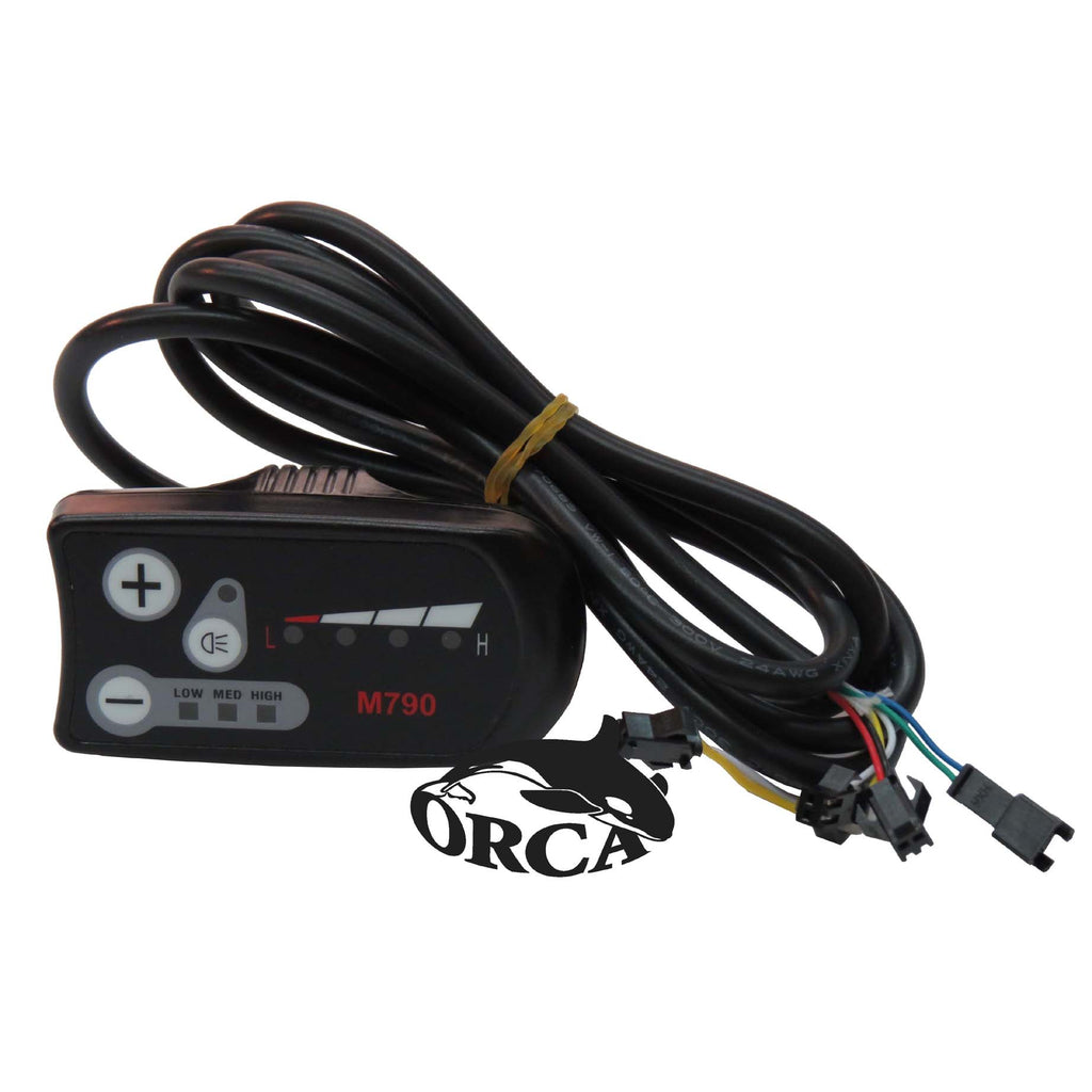 צג עם מד חיווי ORCA  לאופניים חשמליים עומד בתקן ישראלי כולל לחצן תאורה דגם M790