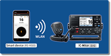 טען תמונה למציג הגלריה, מקמ״ש נייח VHF ימי עם DSC Class D, GPS פנימי, מקלט AIS, Wlan ו-NMEA2000 וממשק כריזה דגם IC-M510 EVO תוצרת Icom