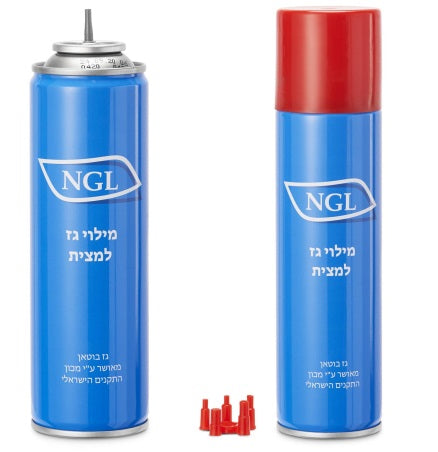 מילוי גז למצית גז בוטאן חד פעמי 140 גרם + 6 סוגי ראשים למגוון מצתיים NGL - 5 יחידות
