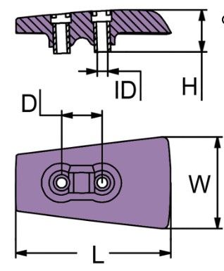 צינק שטוח לוולוו פנטה VOLVO PENTA דגם DPH/DPR מק״ט CM3863206Z תוצרת Martyr Anodes