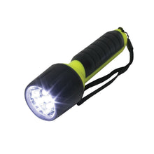 Load image into Gallery viewer, פנס ידני LED עמיד למים 5 נורות LED SeaPower לשימוש ימי ודיג טווח תאורה עד 20 מטר גומי צהוב דגם LZ-70012 תוצרת Lalizas®