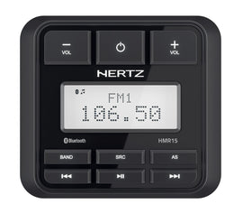 מקלט מדיה דיגיטלי ימי עם DAB+ ו-Bluetooth 5.0 מסך DOT Matrix 2.8״ הספק שיא 4×50 ואט פאנל קדמי IP66 דגם HMR 15 תוצרת הרץ 