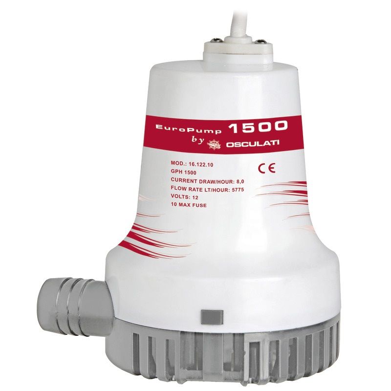 משאבת בילג' טבולה 12V 1500 גלון ספיקה עד 96 ליטר/דקה דגם Europump II 1500 תוצרת Osculati