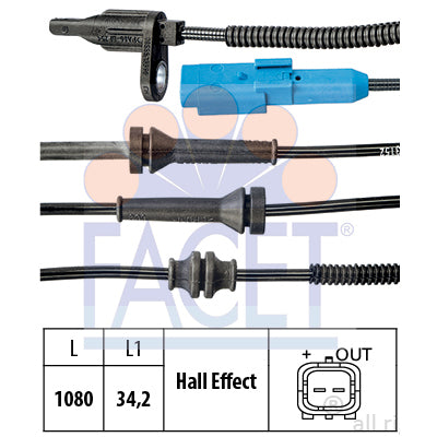 חיישן מהירות קדמי ABS FACET לסיטרואן DS3 / סיטרואן C3 2009-2026 | 21.0025