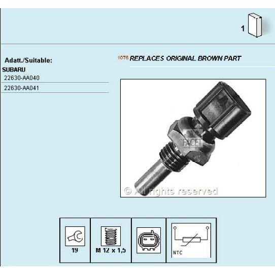 חיישן טמפרטורת מנוע FACET לסובארו IMPREZA / סובארו FORESTER 1990-2026