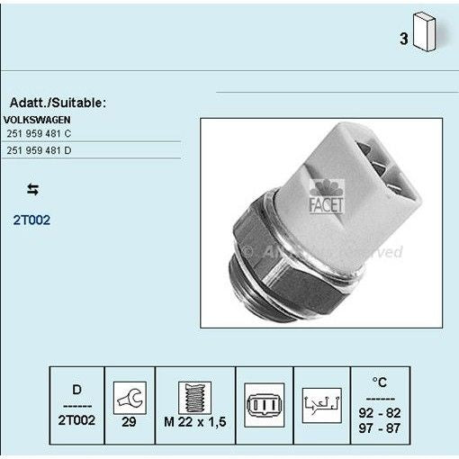 מתג מאוורר FACET לאאודי A8 / פולקסווגן TRANSPORTER 1990-2000 | 7.5607
