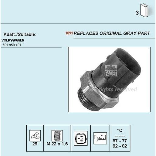 מתג מאוורר FACET לפולקסווגן TRANSPORTER-T3-VAN / פולקסווגן TRANSPORTER 1994-2004 | 7.5651