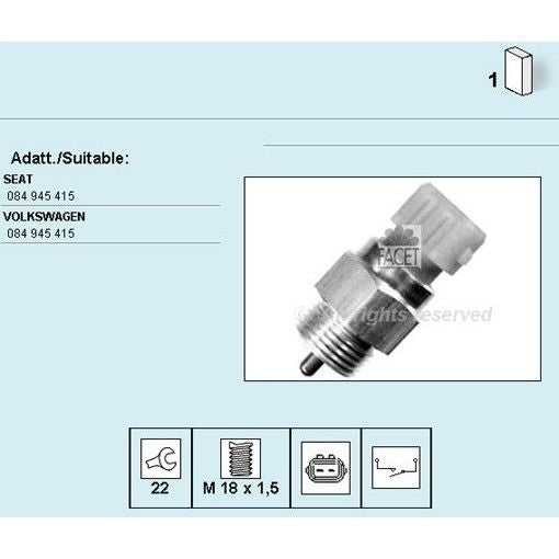 מתג פנס רוורס FACET לפולקסווגן GOLF / פולקסווגן POLO 1990-2026 | 7.6126