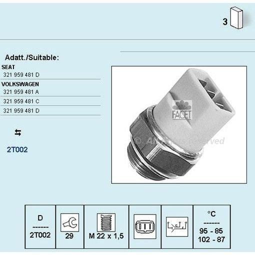 מתג מאוורר FAE לפולקסווגן POLO / פולקסווגן GOLF 1990-2026 | 37820