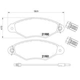 רפידות בלם קדמי HELLA לרנו KANGOO-EXPRESS 1997-2026 / רנו KANGOO 1997-2026 ועוד 2 דגמים קנגו עד1.4L P206 +חישן מק