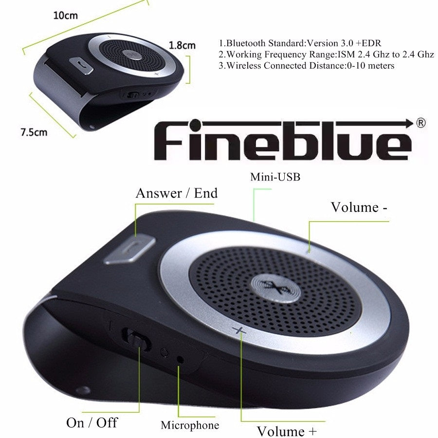 דיבורית בלוטוס לרכב FINEBLUE מקורי בטכנולוגית WIFI עמיד במים תומך סירי SIRI דגם T821
