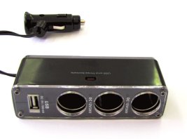 מפצל 3 יציאות 12V למצית+ USB AMERICAN EAGLE
