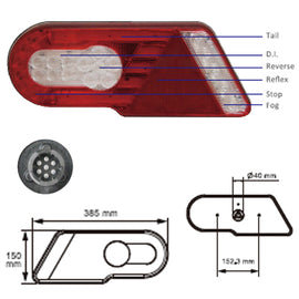 פנס אחורי נגרר לד R 12/24V 7X