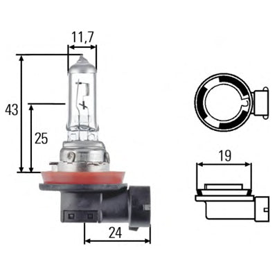 נורה H11 HELLA 55W 12V מק"ט HB11