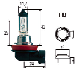 נורה H8 HELLA 35W 12V מק"ט HB8