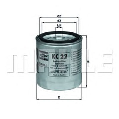 מסנן דלק MAHLE לדייהו KORANDO 1999-2026 / דייהו MUSSO 1999-2026 ועוד דגם אחד מרצדס 300D מק"ט KC22