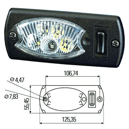 פנס פנימי אליפטי+מסג לד אד/ל 12V HELLA