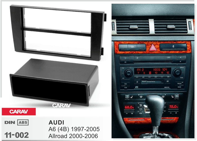פנל התקנה 1 DIN לאאודי A6 2002–2004