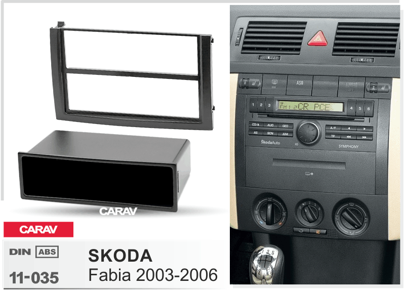 פנל התקנה 2 DIN לסקודה FABIA 2003–2006
