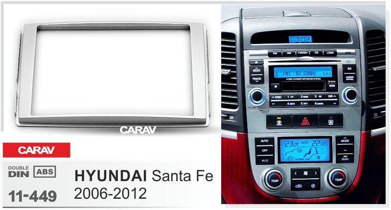 פנל התקנה 2 DIN ליונדאי SANTA-FE 2006–2012