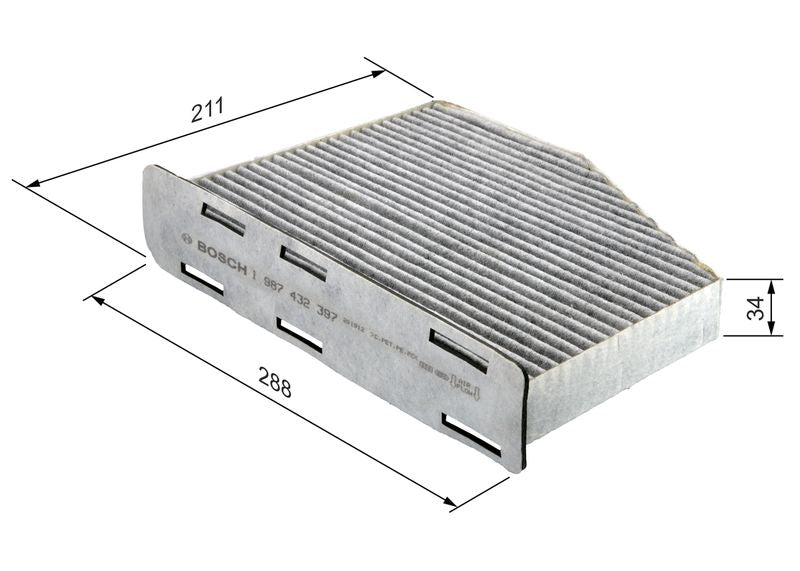 מסנן מזגן פחמי VW/SKODA/SEAT/AUDI 08-15 1 987 432 397