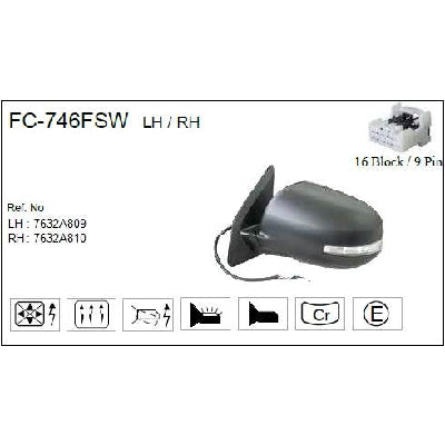 מראה צד null למיצובישי OUTLANDER / מיצובישי ASX 2008-2026
