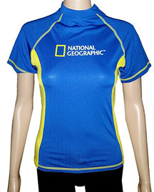 חולצת שחייה גלישה וחתירה ראשגארד RASH GUARD שרוול קצר נשים, הגנה גבוהה מקרני UV +50 אידיאלי לספורט ימי ושהייה בשמש נשיונל ג'יאוגרפיק ™National Geographic