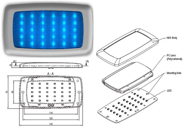 פנס פנימי לד 12V