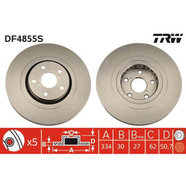 צלחות בלם קדמי ימני TRW ללקסוס GS 2012-2026