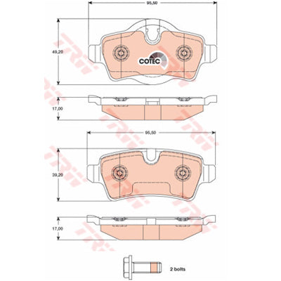 רפידות בלם אחורי TRW למיני MINI / מיני COOPER 2006-2023