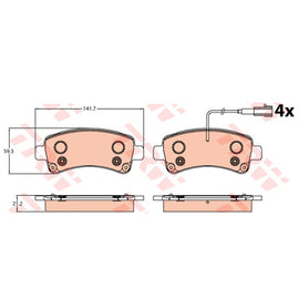 רפידות בלם אחורי TRW לפיאט DUCATO-BUS / פיאט DUCATO 2015-2026 ועוד דגם אחד
