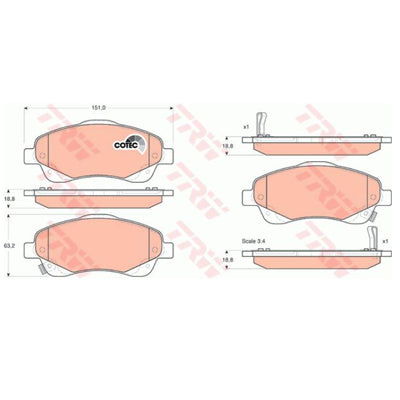 רפידות בלם קדמי TRW לטויוטה COROLLA / טויוטה AVENSIS 2003-2023